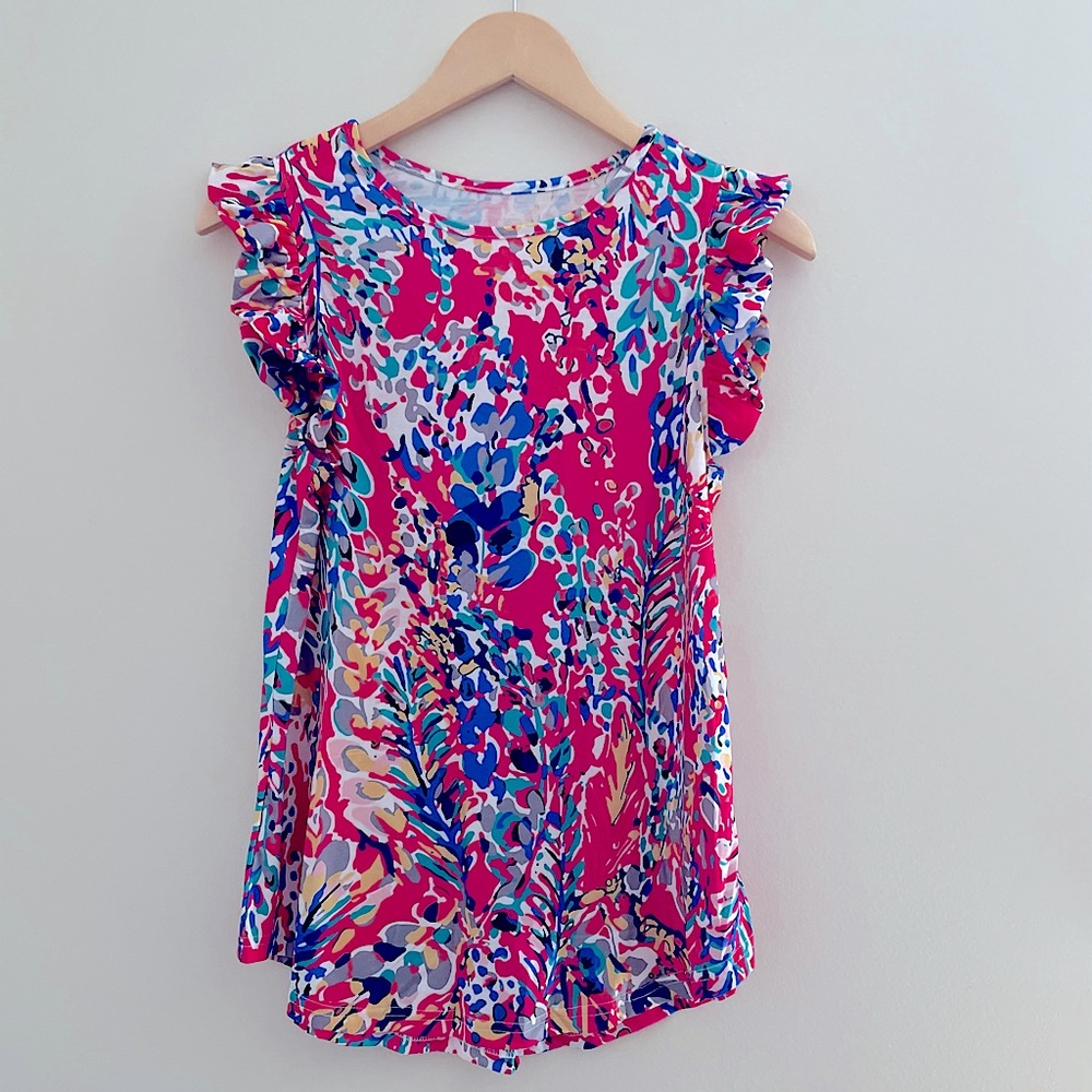 🌊 Rose Print Tank Top W/ Ruffles S/L/XL/2XL